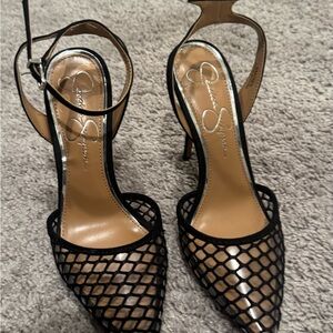 Jessica Simpson Black Mesh Heels